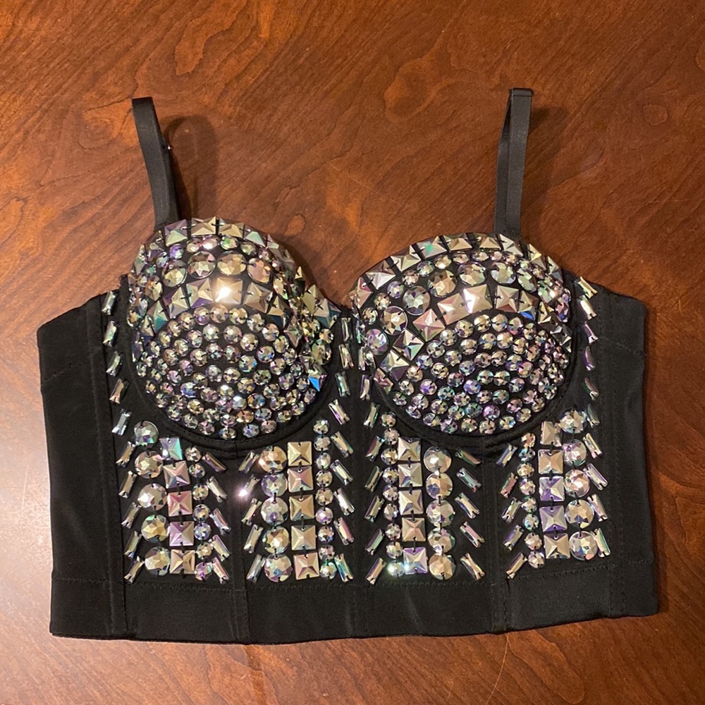 Rhinestone Bralette Crop Top